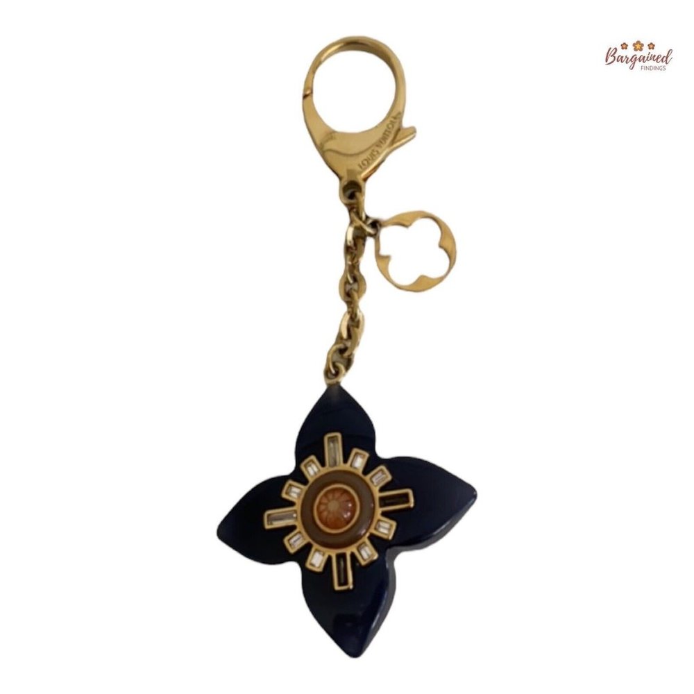 Authentic LOUIS VUITTON Resin Gold Tone Fleur D'etoile Key Ring Bag Charm -2011
